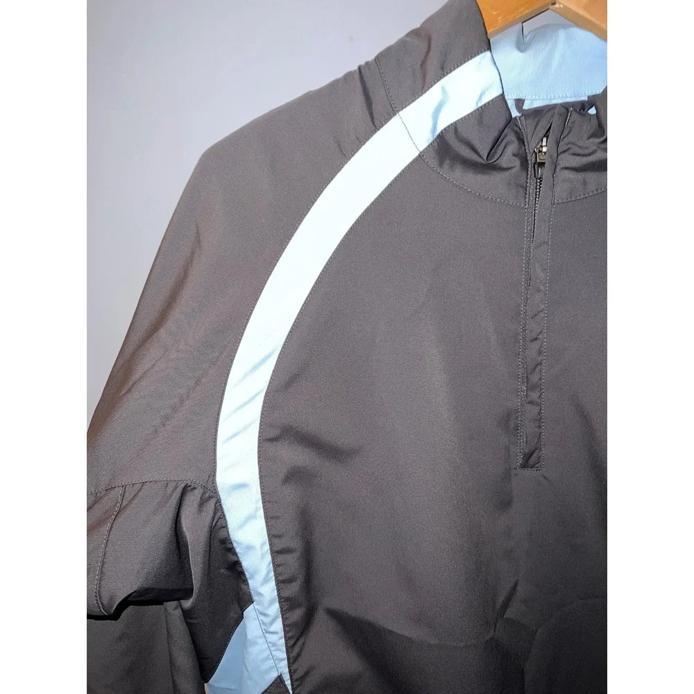 Adidas ClimaProof Windbreaker Jacket Mens Medium Grey Blue Quarter Zip Pullover